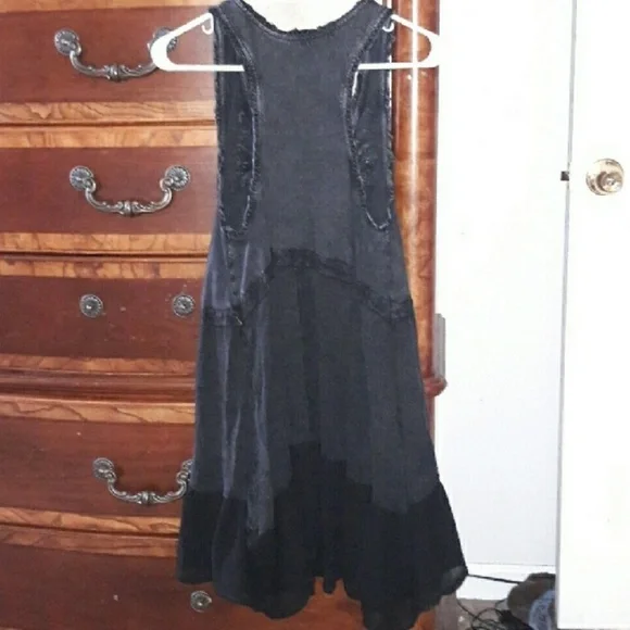 Free People Black and Gold Mini Summer Daze Dress - Picture 4 of 9